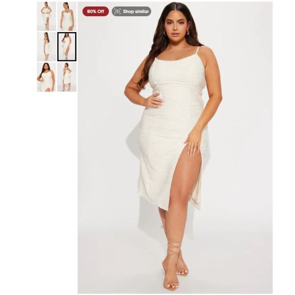 Fashion Nova Curve - Feeling Textured Midi Dress - Cream - Size 3X NWT - Picture 1 of 11